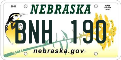 NE license plate BNH190