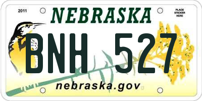 NE license plate BNH527
