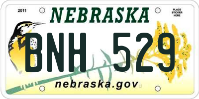 NE license plate BNH529