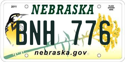 NE license plate BNH776