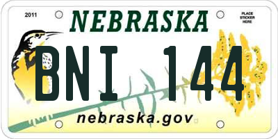 NE license plate BNI144