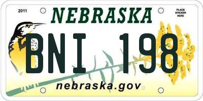 NE license plate BNI198