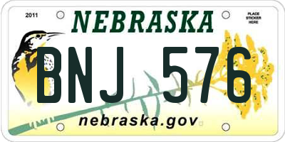 NE license plate BNJ576