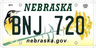 NE license plate BNJ720