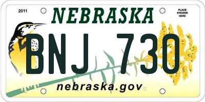 NE license plate BNJ730