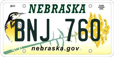 NE license plate BNJ760
