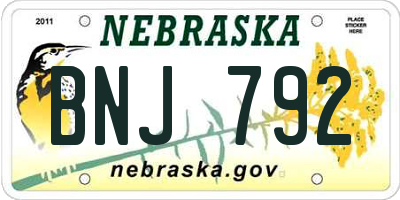 NE license plate BNJ792