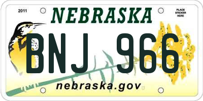 NE license plate BNJ966