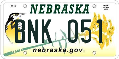 NE license plate BNK051