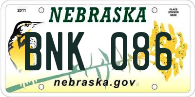 NE license plate BNK086