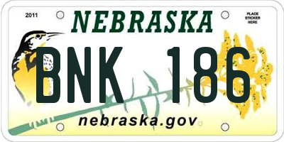 NE license plate BNK186