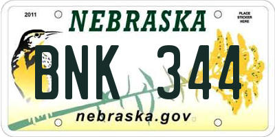NE license plate BNK344