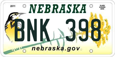 NE license plate BNK398