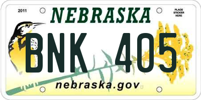 NE license plate BNK405