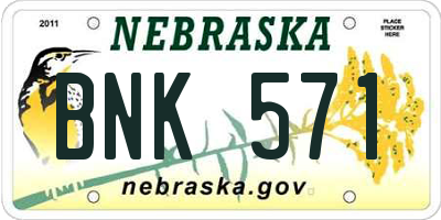 NE license plate BNK571