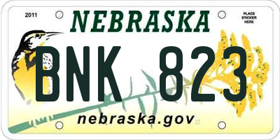 NE license plate BNK823
