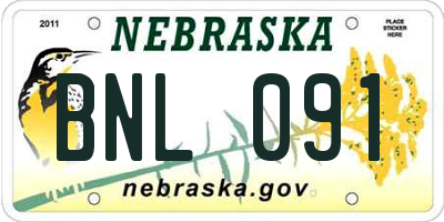 NE license plate BNL091