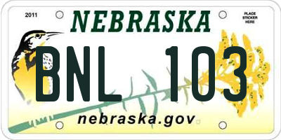 NE license plate BNL103