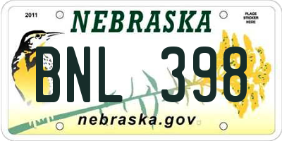 NE license plate BNL398