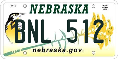 NE license plate BNL512