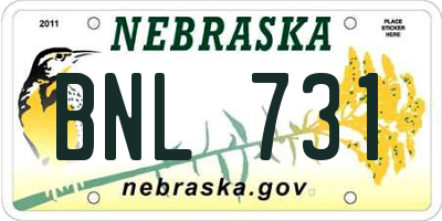 NE license plate BNL731