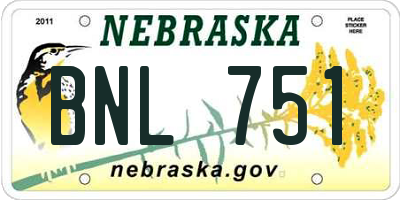 NE license plate BNL751
