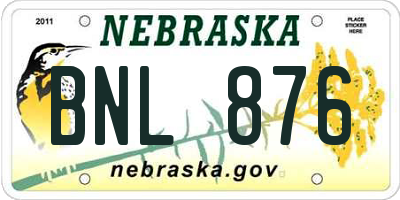 NE license plate BNL876