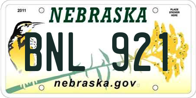 NE license plate BNL921
