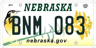 NE license plate BNM083