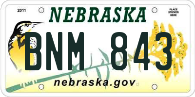 NE license plate BNM843