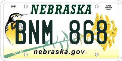 NE license plate BNM868