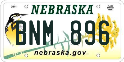 NE license plate BNM896