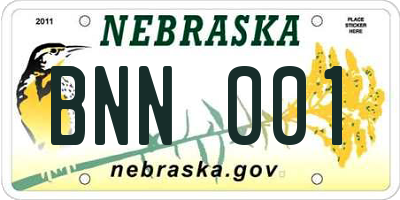 NE license plate BNN001