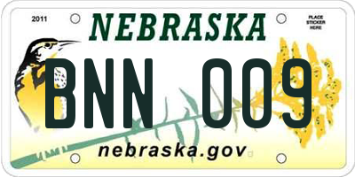 NE license plate BNN009
