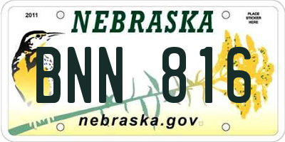 NE license plate BNN816