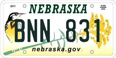 NE license plate BNN831