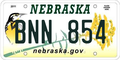 NE license plate BNN854