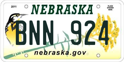 NE license plate BNN924