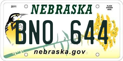 NE license plate BNO644