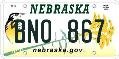 NE license plate BNO867