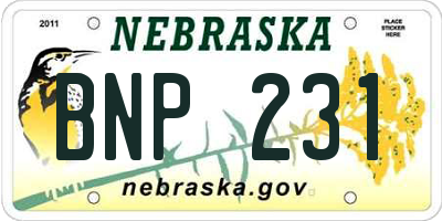 NE license plate BNP231
