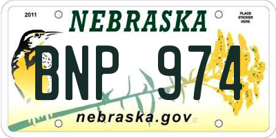 NE license plate BNP974