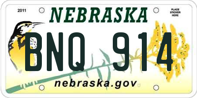 NE license plate BNQ914