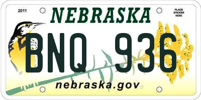 NE license plate BNQ936