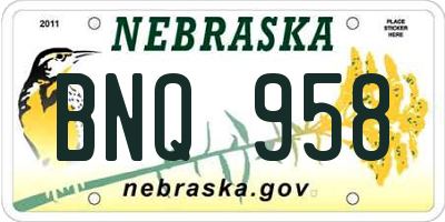 NE license plate BNQ958
