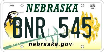 NE license plate BNR545