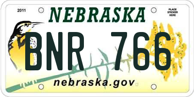 NE license plate BNR766
