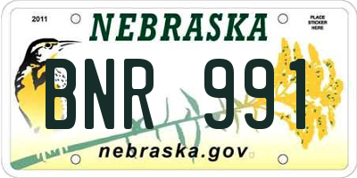 NE license plate BNR991