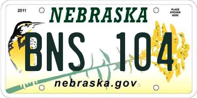 NE license plate BNS104