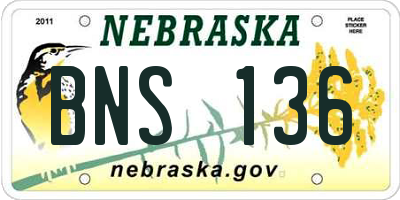 NE license plate BNS136